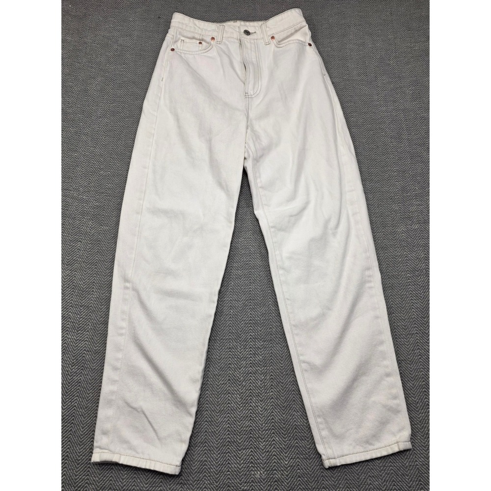 &Denim H&M White Loose Mom Jeans Ultra High Waist‎ Ankle Length US 2 EUR 34